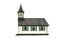 Old wooden scandinavian church on white