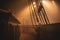 Old Wooden Schooner sailing through the fog