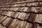 Old wooden shake roof. Background and texture