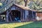 Old Wooden Shed In Fall Season