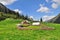 Old wooden sheepfold in mountains