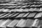 Old Wooden shingles roof, black and white texture pattern