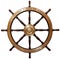 Old wooden ship\'s steering wheel