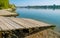A old wooden slipway. boat ramp on a sunny day