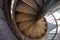 Old wooden spiral staircase - Chindia Tower - landmark attraction in Targoviste, Romania