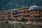 Old wooden stilt houses and boats in Fenghuang