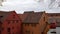 Old wooden store buildings of Bryggen historical area in Bergen city in Norway