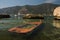 An old wooden sunken boat in a Bay of Kotor