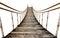 Old wooden suspended bridge on white background. 3D illustration