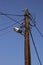 Old wooden telegraph pole