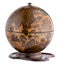 Old wooden terrestrial globe on a plinth
