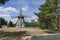 Old wooden traditional Polish windmill in the countryside