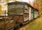 Old wooden train wagons in Talsi, Latvia