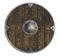 old wooden vikings shield isolated 3d illustration