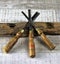 Old wooden vintage chisel tools