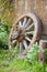 old wooden vintage wheel from the cart