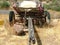 Old wooden wagon with rubber wheels