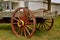 Old wooden wagon with spoked wheels