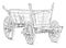 Old Wooden Wagon. Vector Drawing or Illustration