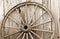 Old wooden wagon wheel