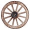 Old wooden wagon wheel on white background