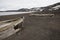 Old wooden whaling boats on the beach at Whaler`s Bay, Antarctica