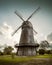 Old wooden windmill at dawn, the Netherlands