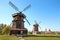 Old wooden windmills in Suzdal town, Russia.