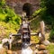 Old working wooden water wheel