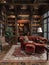 Old-world study with rich wood paneling and a hidden bookcase door