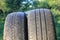 old worn damaged tires as pattern of old damaged tires