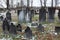 Old worn headstones in cemetery filled with Revolutionary War heros, Saratoga springs, New York, 2019