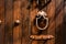Old worn Wood door handles metal, Retro style art.