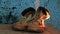 Old yellow suede boots burn flamethrower in slow-motion shooting close-up