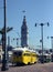 Old yellow trolleybus near San-francisco port