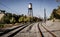 Olde town arvada Colorado water tower and train tracks