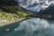 Olden from the stern of Azura in Nordfjord Norway