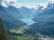 Oldenvatnet lake from Mount Hoven skylift top, Norway