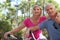 Older couple riding bikes