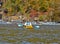 Older Man Kayaking in Autumn