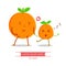Older oranges holding hands younger oranges character, Happy, Sing a song, Cheerful orange character