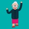 Older woman with dancing pose isolated for happy expression concept vector illustration