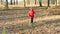 Older woman is engaged in Nordic walking park