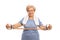 Older woman exercising with resistance band