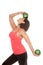 Older woman green balls fitness one on head