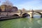 The oldest standing bridge  Pont Neuf  across the River Seine in Paris France. April 2019