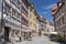 The Oldest Street In Nuremberg Weissgerbergasse with traditional half timbered German houses. Nuremberg, Bavaria, Germany.