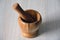 Oldfashioned wooden mortar