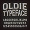 Oldie alphabet font. Scratched vintage letters, numbers and symbols.