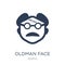 Oldman face icon. Trendy flat vector Oldman face icon on white b